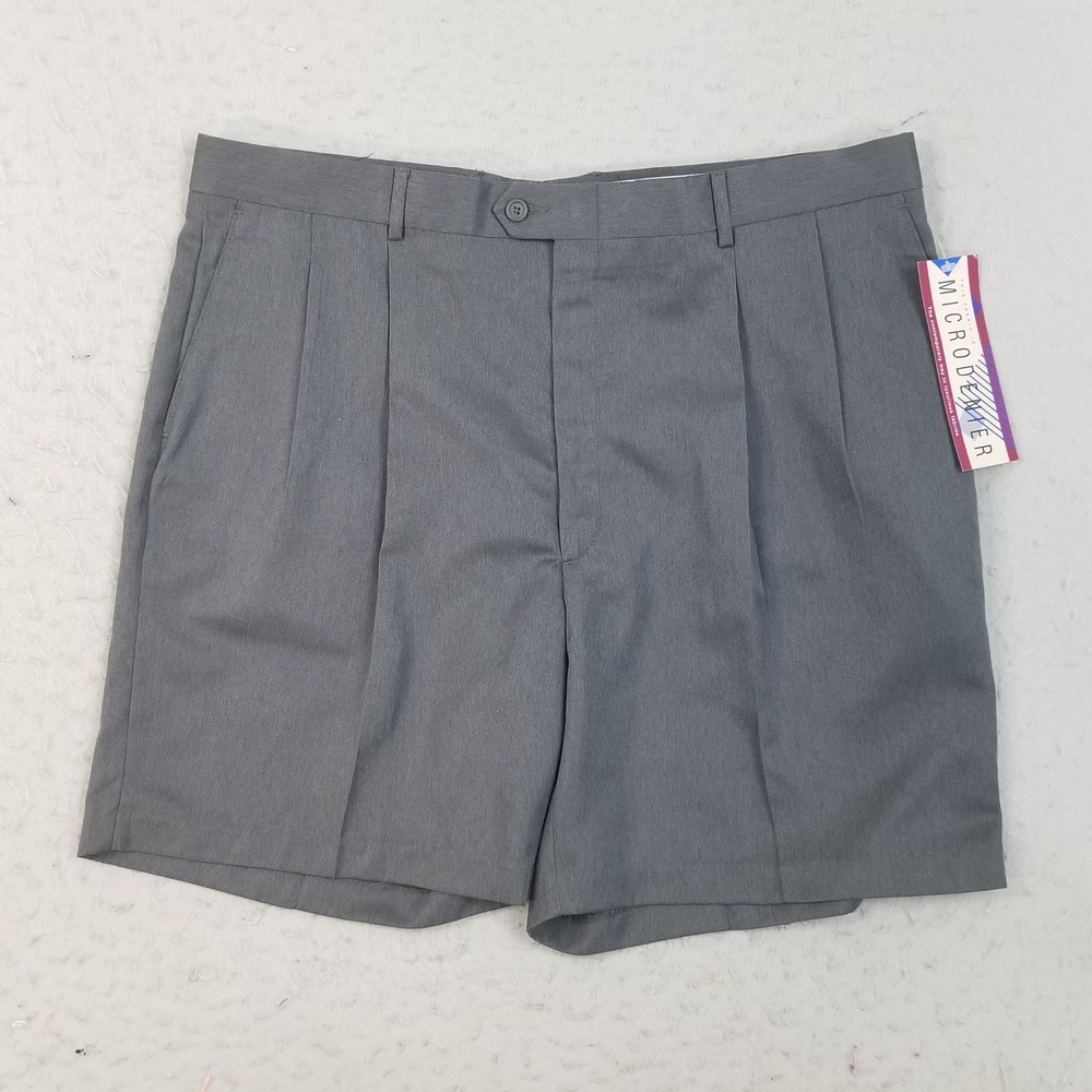 Higgins Shorts Men 40 Gray Oxford Pleat Microfiber Dress Shorts 486-042-083